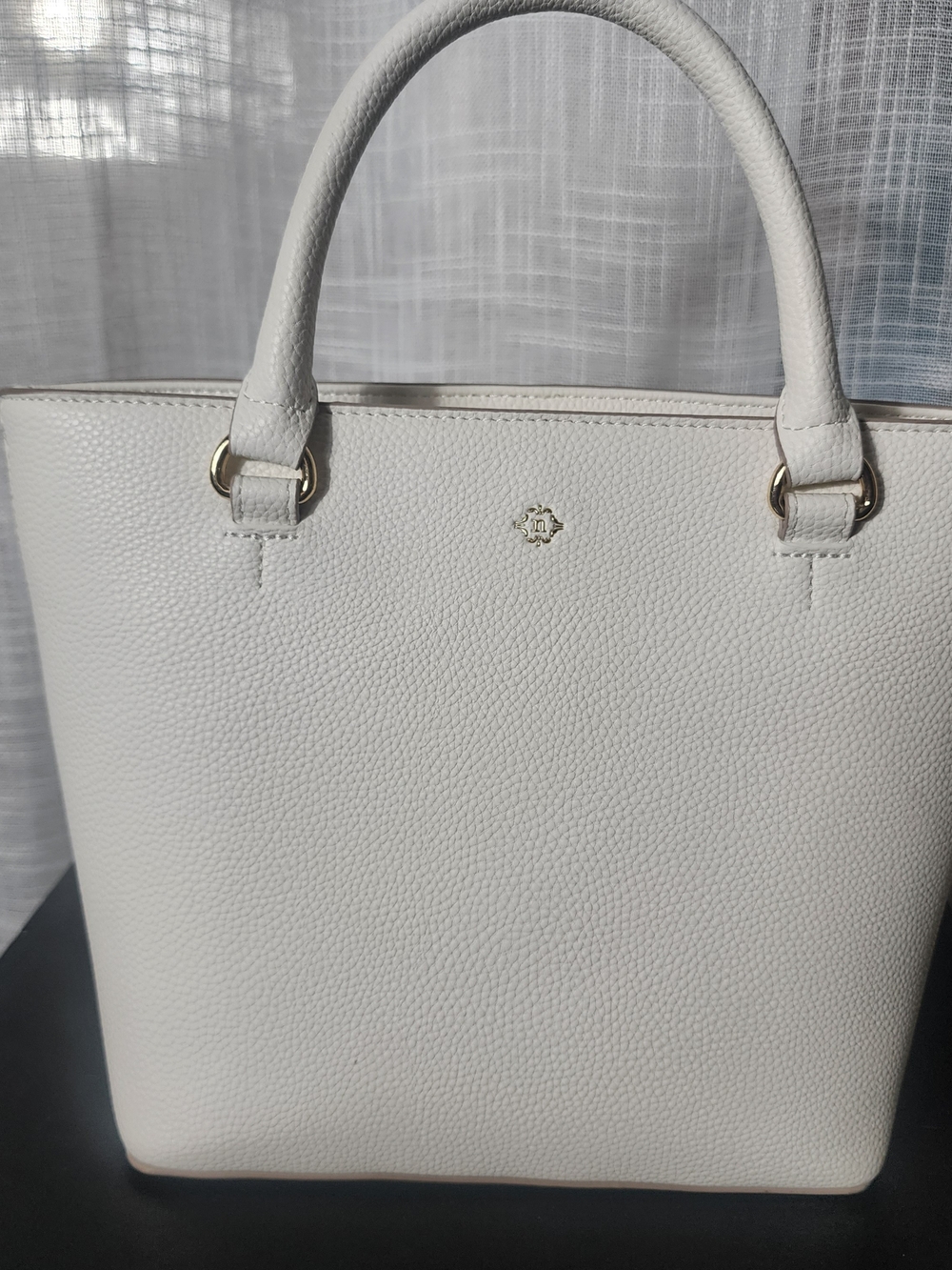 Nanette Lepore White Pebbled Satchel Tote Bag